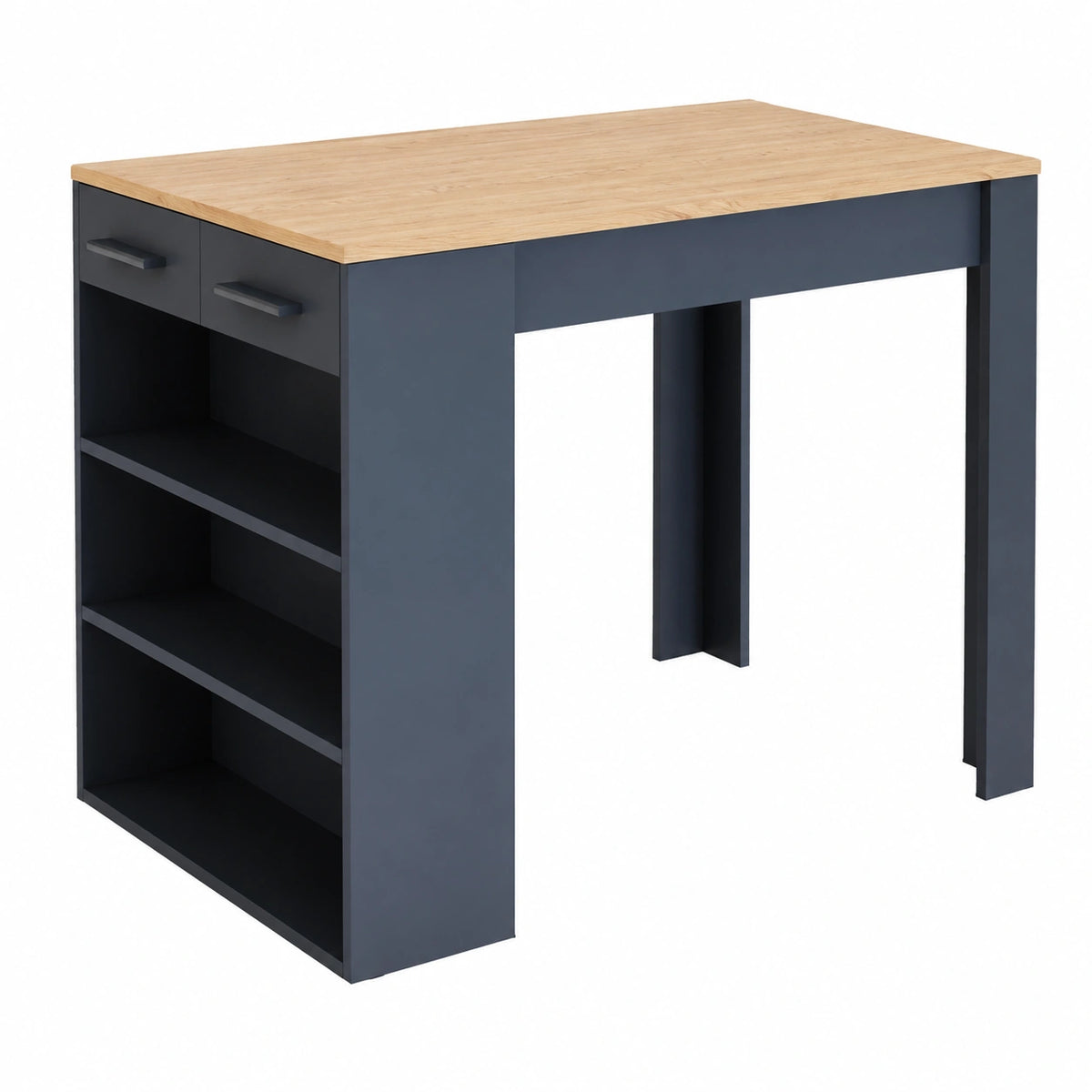 Esszimmertisch – 67 × 100 cm, aus Eichenholz, Anthrazit