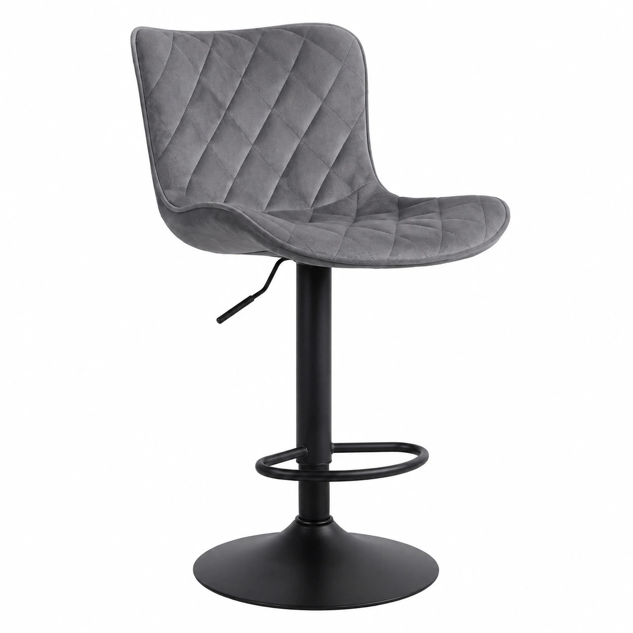 Barhocker – 2er-Set, höhenverstellbar, mit Rückenlehne, aus Samt, Dunkelgrau, für Küche