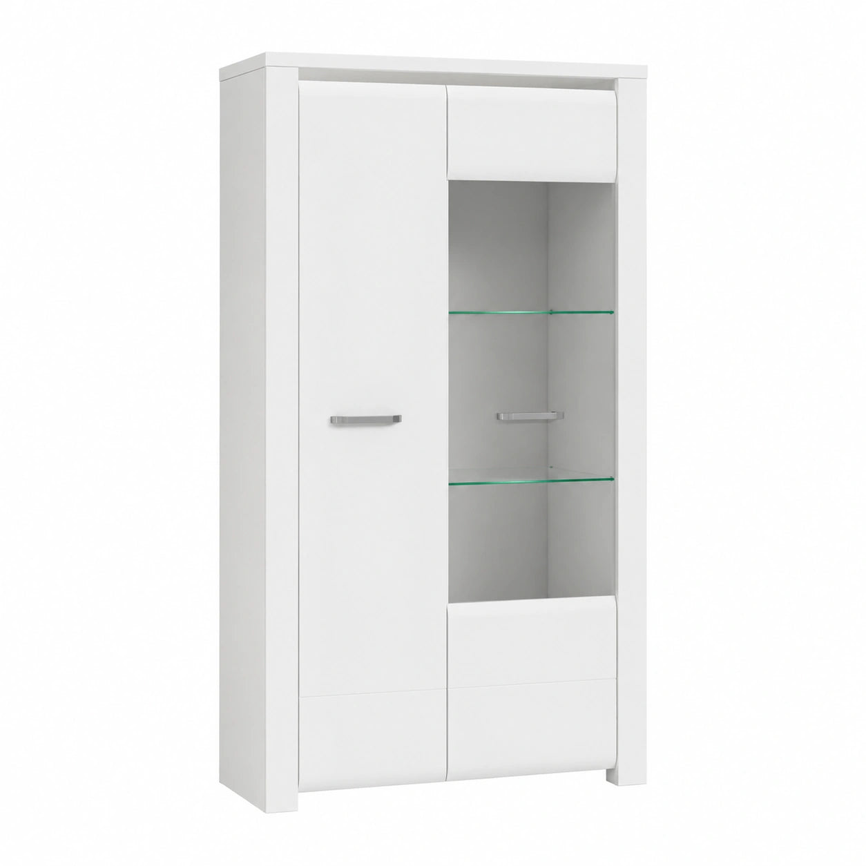 Vitrine – 101,4 × 162,3 × 41,9 cm, moderner Stil, Betonoptik, für Wohnzimmer und Büro