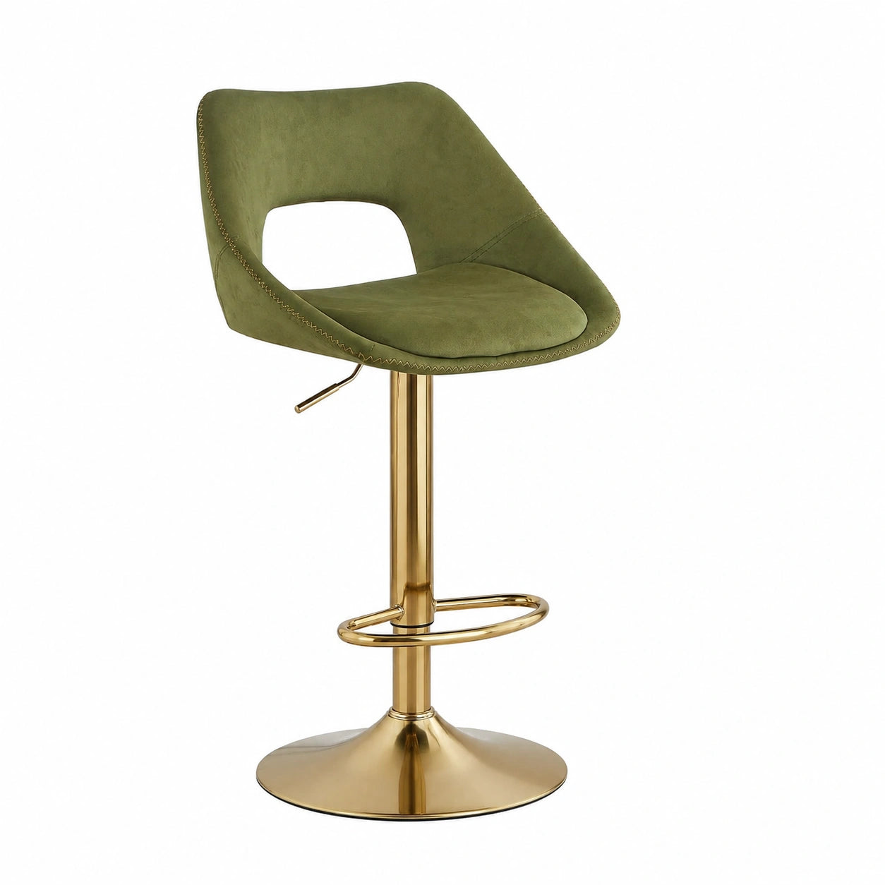 Barhocker – 2er-Set, drehbar, höhenverstellbar, mit Rückenlehne, aus Samt, Grün