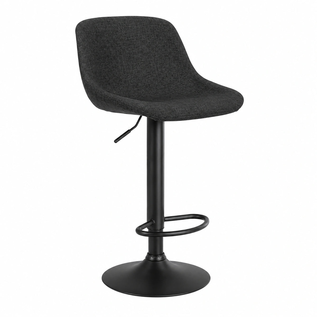 Barhocker – 2er-Set, drehbar, höhenverstellbar, mit Rückenlehne, aus Stoff, Schwarz, für Küche
