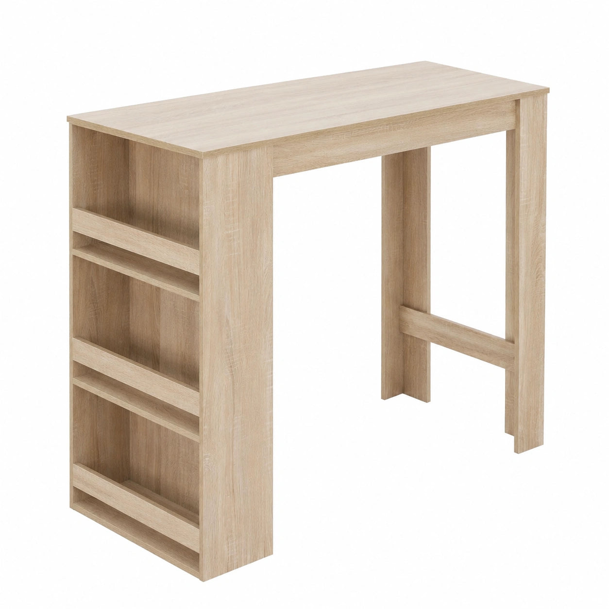 Bartisch – 117 × 106 × 57 cm, mit Stauraum, mit Ablagen, aus Eichenholz, Sonoma-Eiche