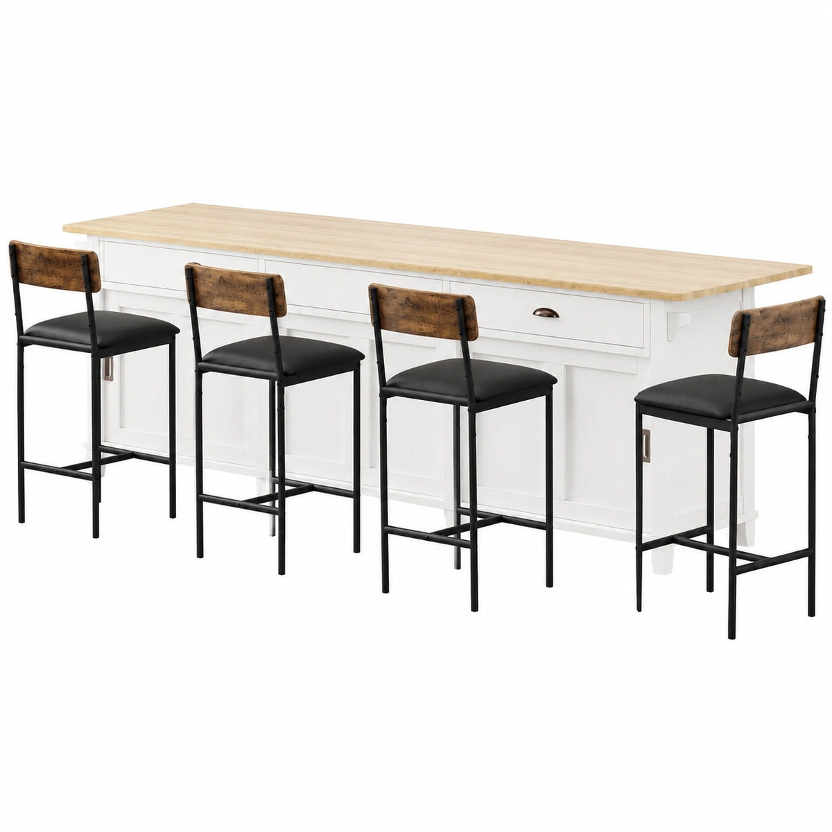Barhocker – 4er-Set, 65 cm, gepolstert, mit Rückenlehne