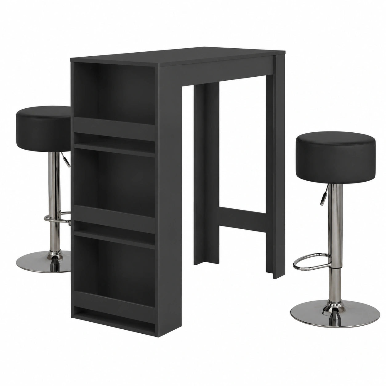 Bartisch – 45 × 110 cm, mit Ablagen, Anthrazit