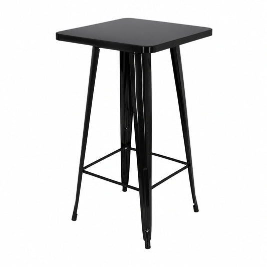 Stehtisch – 103,5 cm, mit Ablagen, aus Metall, Schwarz