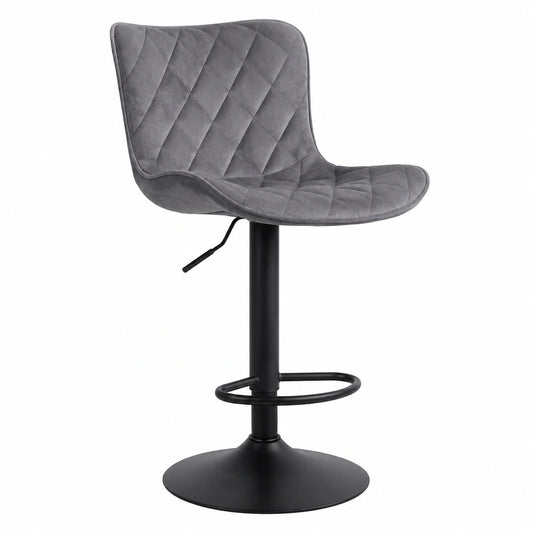 Barhocker – 2er-Set, höhenverstellbar, mit Rückenlehne, aus Samt, Dunkelgrau, für Küche