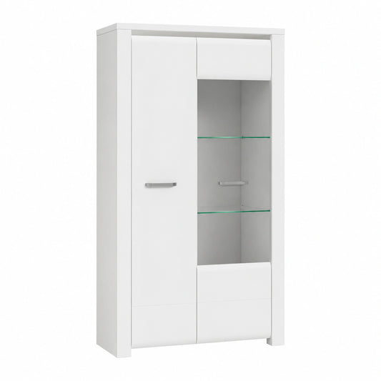 Vitrine – 101,4 × 162,3 × 41,9 cm, moderner Stil, Betonoptik, für Wohnzimmer und Büro