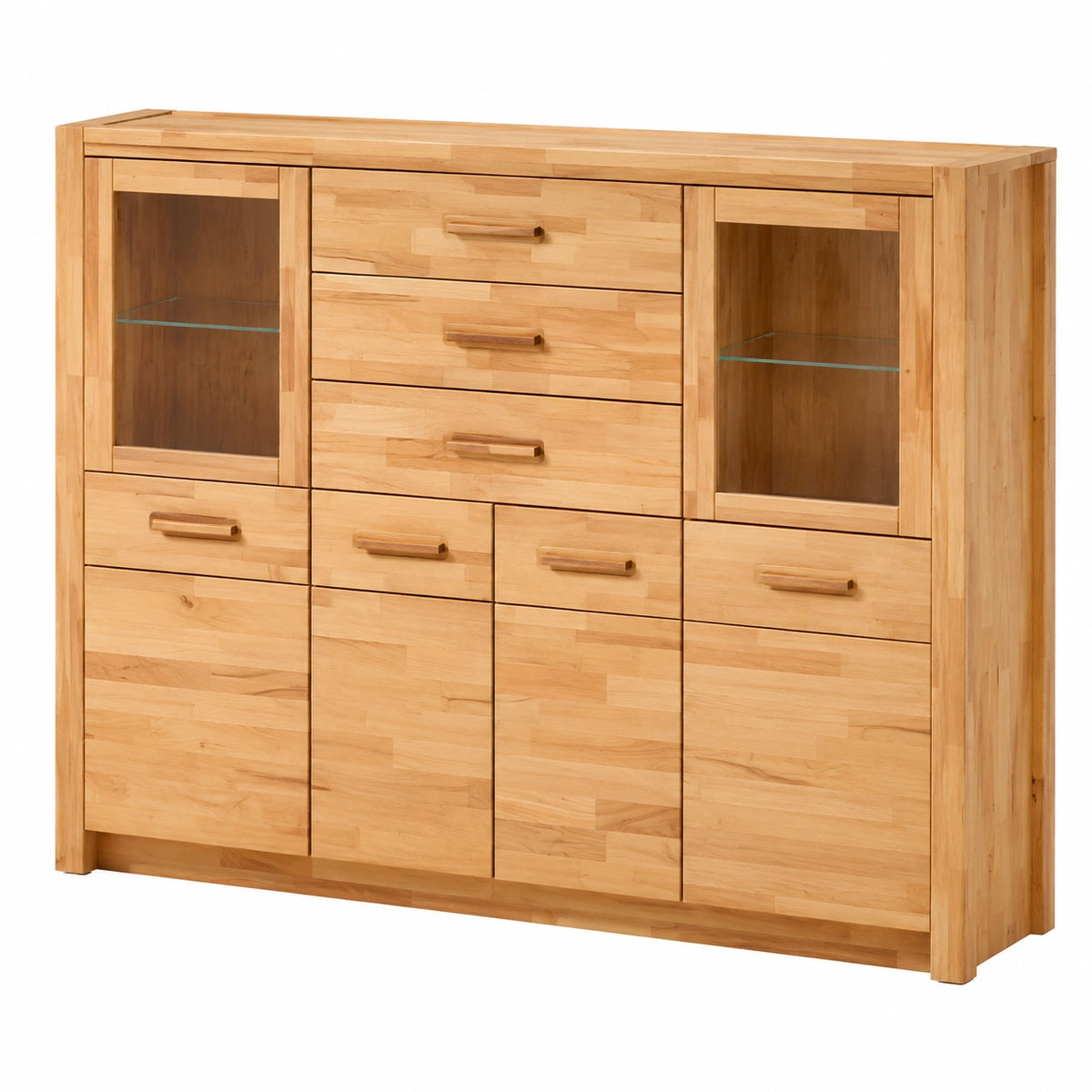 Highboard – mit LED-Beleuchtung, aus Massivholz, für Wohnzimmer