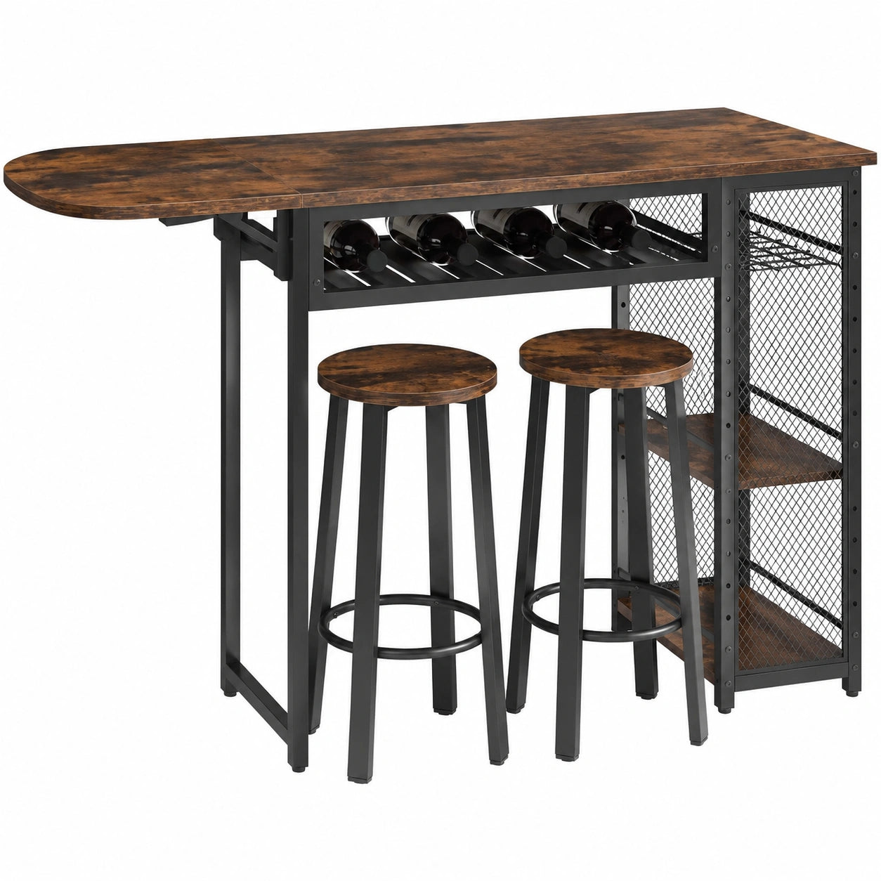 Bartisch – Industriestil, mit Ablagen, Braun, für Wohnzimmer