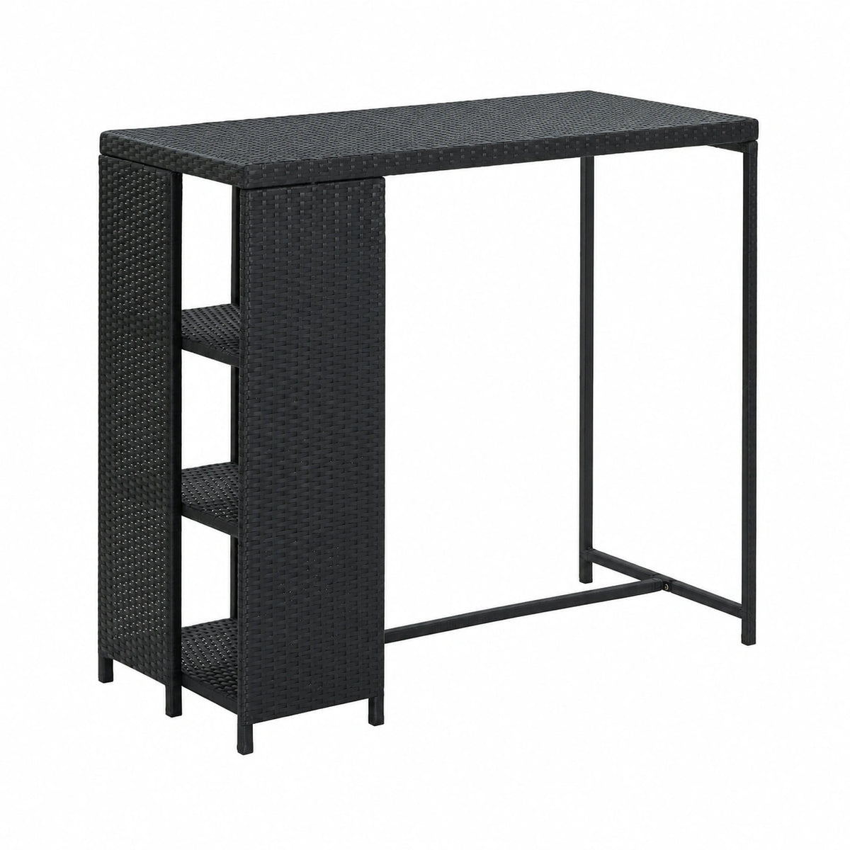 Bartisch – 120 × 60 × 110 cm, aus Rattan, Schwarz