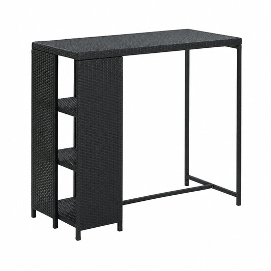 Bartisch – 120 × 60 × 110 cm, aus Rattan, Schwarz