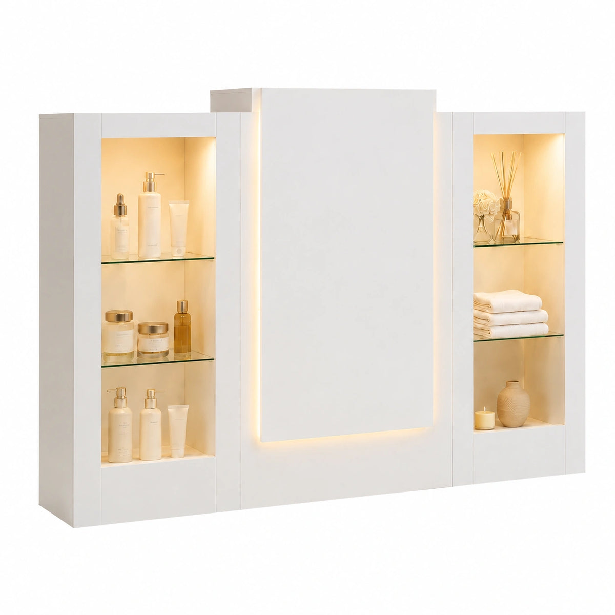 Glasvitrine – 150 × 100 × 52 cm, mit LED-Beleuchtung, für Büro