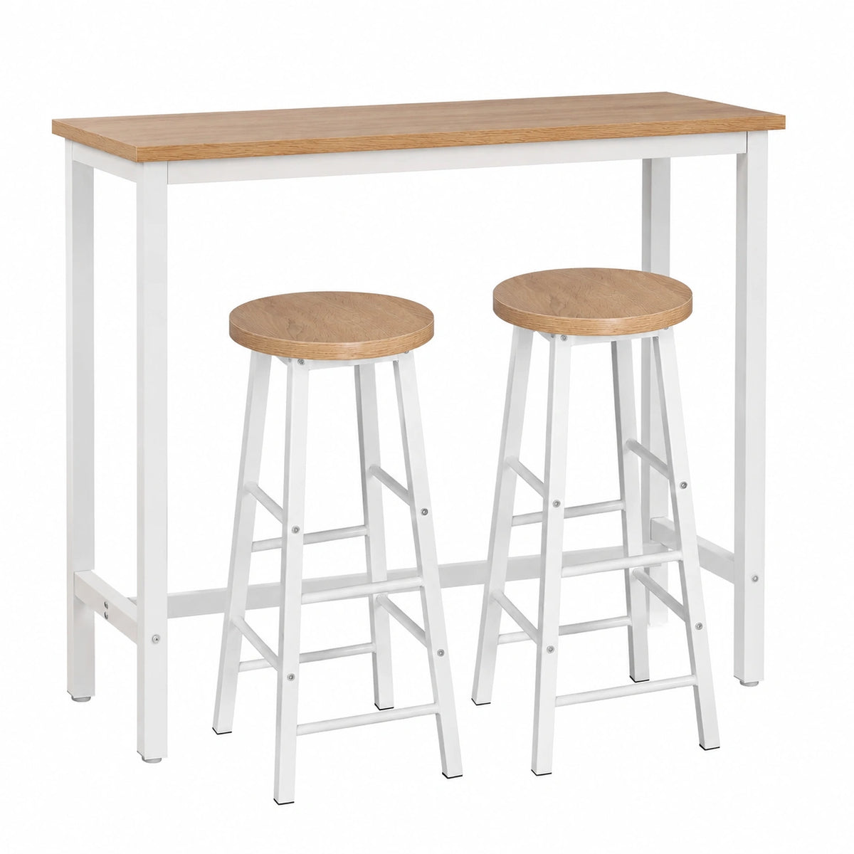 Bartisch – 3-teilig, aus Eichenholz und Metall, für Wohnzimmer
