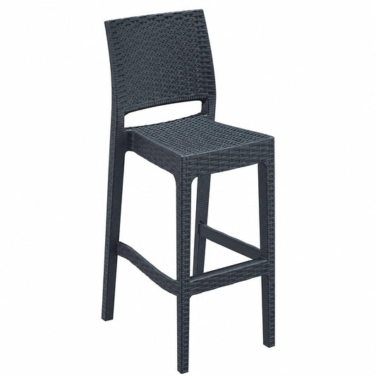 Barhocker – 2er-Set, stapelbar, aus Rattan, Dunkelgrau