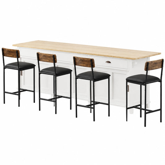 Barhocker – 4er-Set, 65 cm, gepolstert, mit Rückenlehne