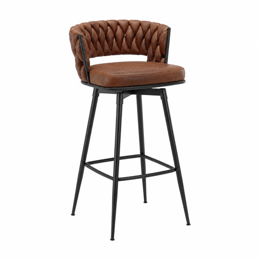 Barhocker – 2er-Set, drehbar, mit LED-Beleuchtung, aus Leder, für Küche
