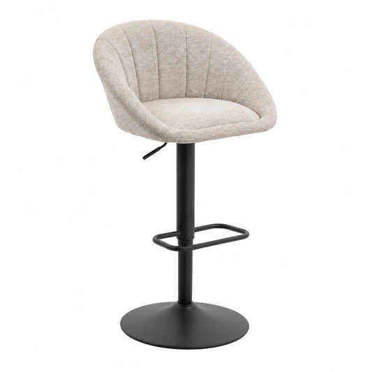 Barhocker – 2er-Set, drehbar, höhenverstellbar, mit Armlehnen, mit Rückenlehne, aus Stahl, Beige, für Esszimmer, Küche und Wohnzimmer