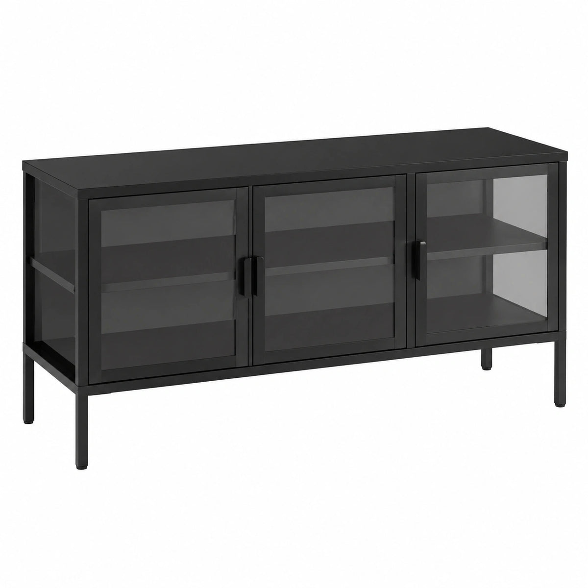 Vitrinenschrank – 55 × 118 × 35 cm, Schwarz, für Wohnzimmer