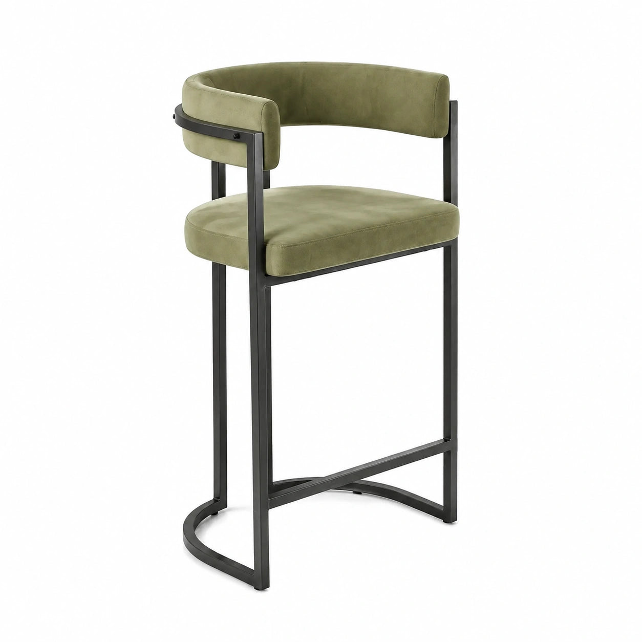 Barhocker – 2er-Set, moderner Stil, aus Samt, Grün, für Esszimmer