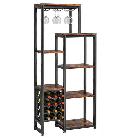 Weinregal – freistehend, Braun, für Esszimmer und Küche