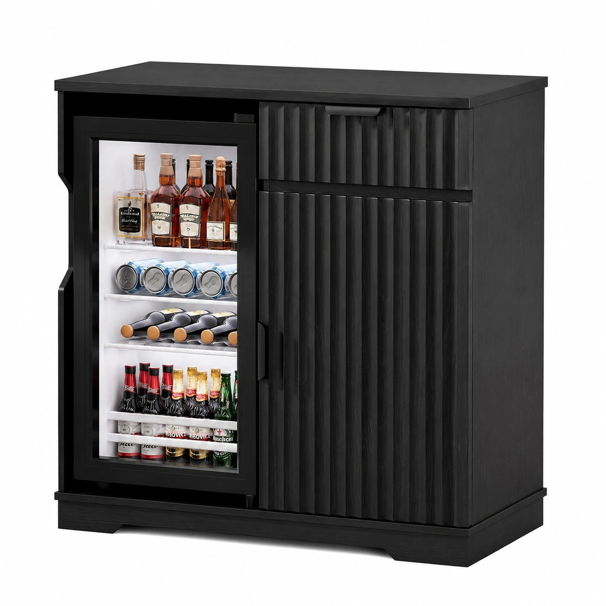 Schrank – 80 cm, Schwarz, für Esszimmer und Küche