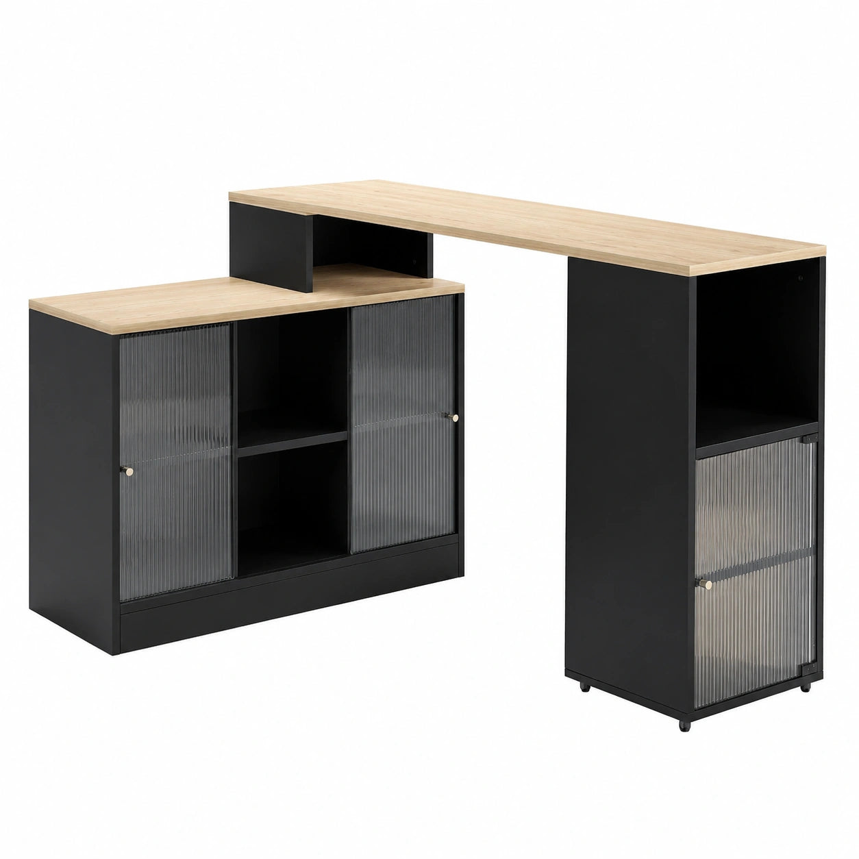 Bartisch – 155 × 100 × 90 cm, ausziehbar, drehbar, mit Stauraum, für Esszimmer